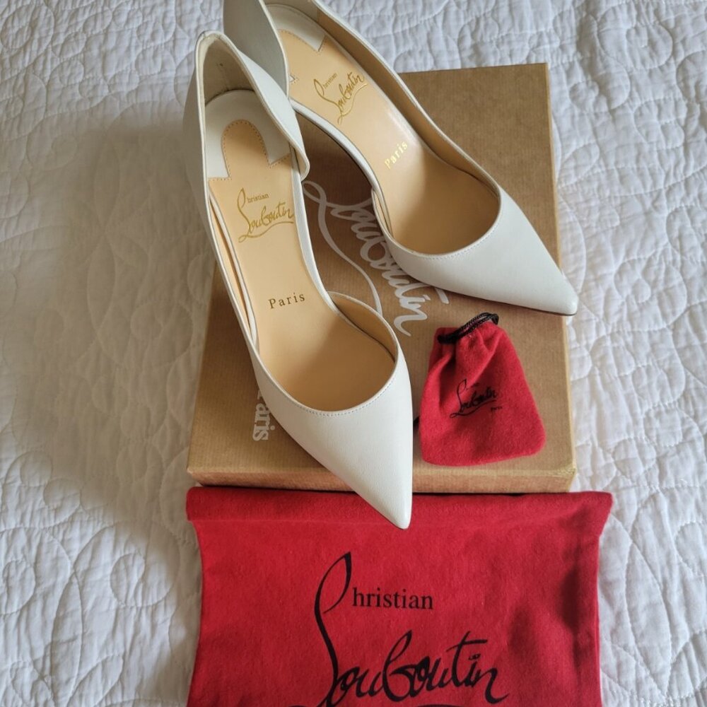 Christian Louboutin White IRIZA 85mm Nappa Leather Pump